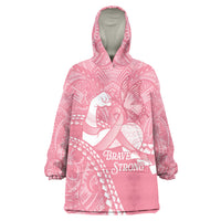 Personalised Polynesia Breast Cancer Awareness Wearable Blanket Hoodie Brave Strong Butterfly Pink Ribbon LT14 One Size Pink - Polynesian Pride