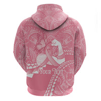 Personalised Polynesia Breast Cancer Awareness Zip Hoodie Brave Strong Butterfly Pink Ribbon LT14 - Polynesian Pride