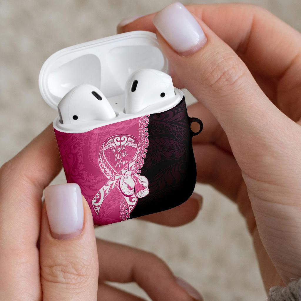 Polynesia Breast Cancer Awareness AirPods Case Fight With Hope Pink Ribbon Boxing Gloves LT14 - Polynesian Pride