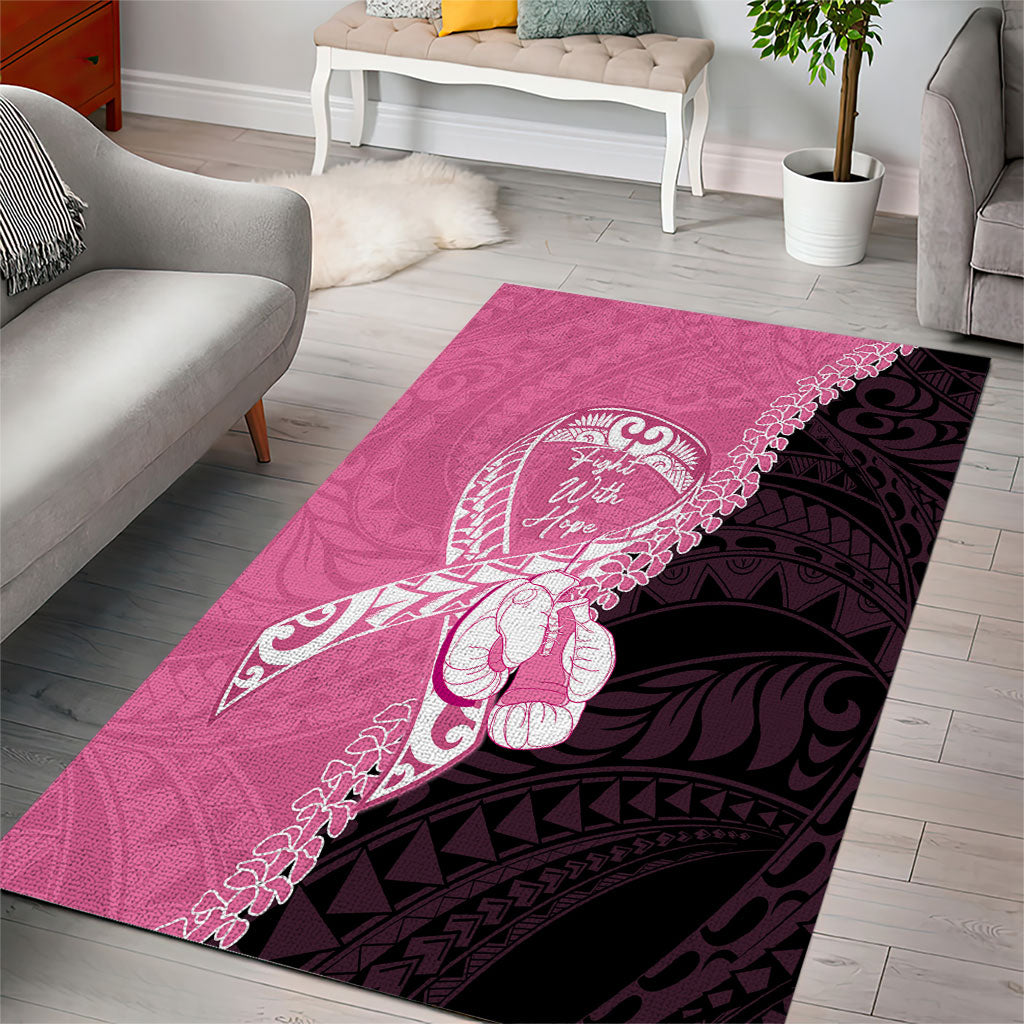 Polynesia Breast Cancer Awareness Area Rug Fight With Hope Pink Ribbon Boxing Gloves LT14 - Polynesian Pride