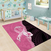 Polynesia Breast Cancer Awareness Area Rug Fight With Hope Pink Ribbon Boxing Gloves LT14 - Polynesian Pride