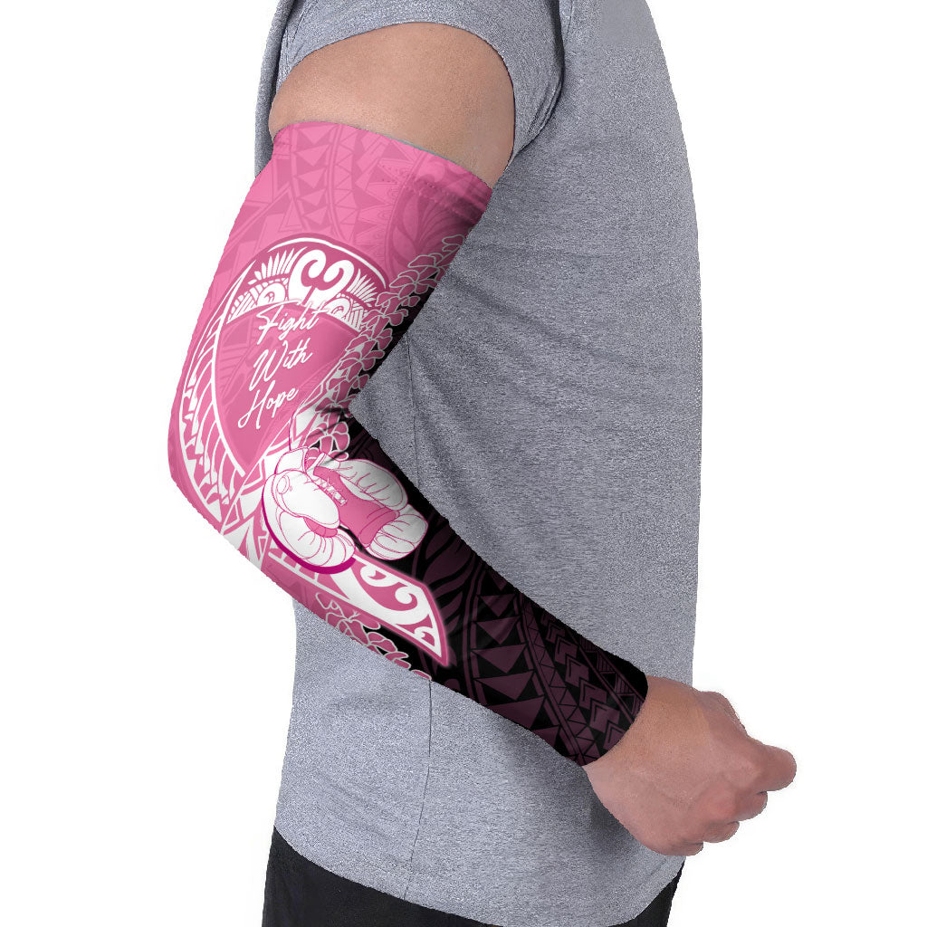 Personalised Polynesia Breast Cancer Awareness Arm Sleeves Fight With Hope Pink Ribbon Boxing Gloves LT14 - Polynesian Pride