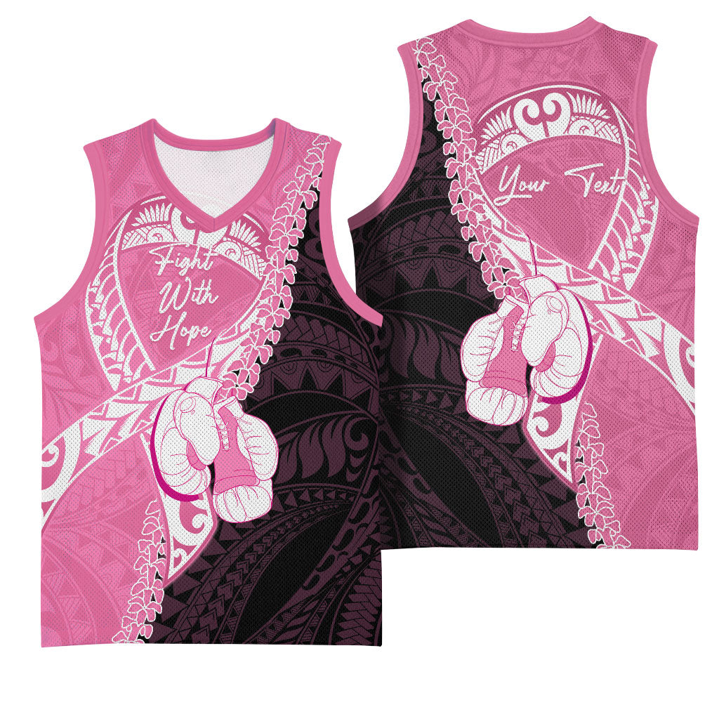 Personalised Polynesia Breast Cancer Awareness Basketball Jersey Fight With Hope Pink Ribbon Boxing Gloves LT14 - Polynesian Pride