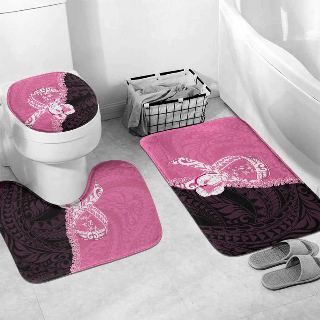 Polynesia Breast Cancer Awareness Bathroom Set Fight With Hope Pink Ribbon Boxing Gloves LT14 Mat Set Only (3 pcs) One Size Pink - Polynesian Pride