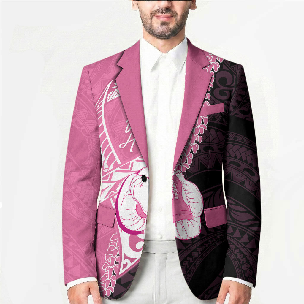 Personalised Polynesia Breast Cancer Awareness Blazer Fight With Hope Pink Ribbon Boxing Gloves LT14 - Polynesian Pride
