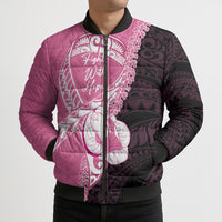 Personalised Polynesia Breast Cancer Awareness Bomber Puffer Jacket Fight With Hope Pink Ribbon Boxing Gloves LT14 - Polynesian Pride