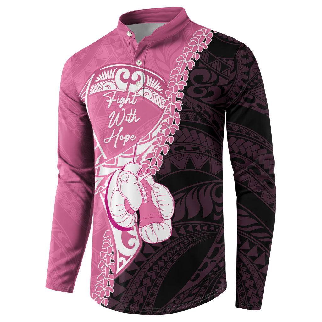 Personalised Polynesia Breast Cancer Awareness Button Sweatshirt Fight With Hope Pink Ribbon Boxing Gloves LT14 - Polynesian Pride