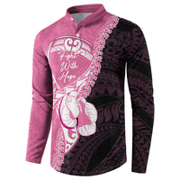 Personalised Polynesia Breast Cancer Awareness Button Sweatshirt Fight With Hope Pink Ribbon Boxing Gloves LT14 - Polynesian Pride