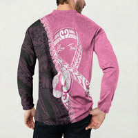 Personalised Polynesia Breast Cancer Awareness Button Sweatshirt Fight With Hope Pink Ribbon Boxing Gloves LT14 - Polynesian Pride