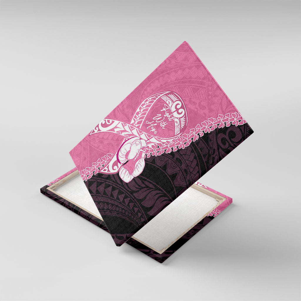 Polynesia Breast Cancer Awareness Canvas Wall Art Fight With Hope Pink Ribbon Boxing Gloves LT14 With Frame Pink - Polynesian Pride