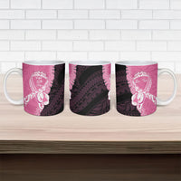Personalised Polynesia Breast Cancer Awareness Ceramic Mug Fight With Hope Pink Ribbon Boxing Gloves LT14 - Polynesian Pride