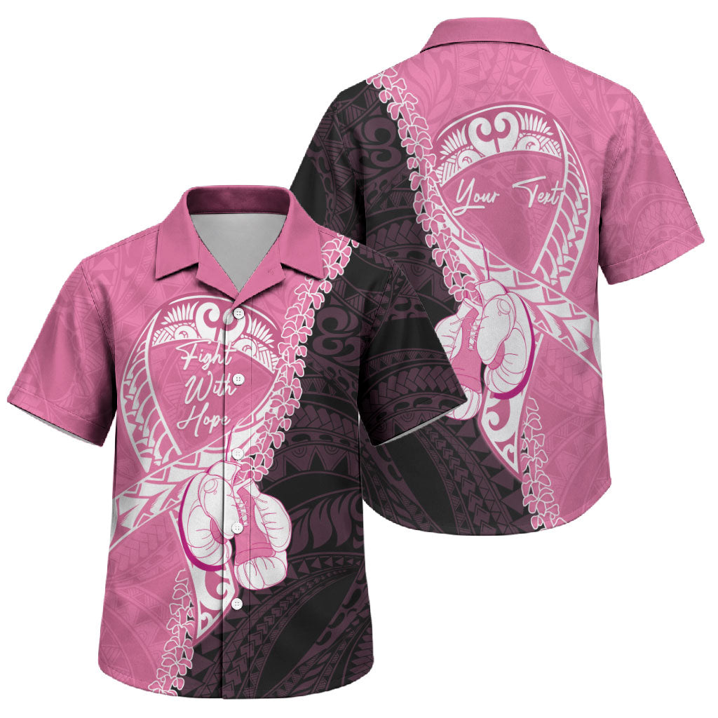 Personalised Polynesia Breast Cancer Awareness Family Matching Off Shoulder Maxi Dress and Hawaiian Shirt Fight With Hope Pink Ribbon Boxing Gloves LT14 Son's Shirt Pink - Polynesian Pride