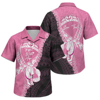 Personalised Polynesia Breast Cancer Awareness Family Matching Off Shoulder Maxi Dress and Hawaiian Shirt Fight With Hope Pink Ribbon Boxing Gloves LT14 Son's Shirt Pink - Polynesian Pride