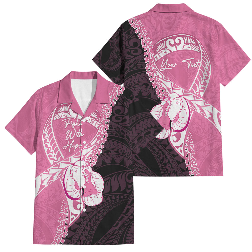 Personalised Polynesia Breast Cancer Awareness Family Matching Off Shoulder Short Dress and Hawaiian Shirt Fight With Hope Pink Ribbon Boxing Gloves LT14 Dad's Shirt - Short Sleeve Pink - Polynesian Pride