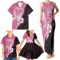 Personalised Polynesia Breast Cancer Awareness Family Matching Tank Maxi Dress and Hawaiian Shirt Fight With Hope Pink Ribbon Boxing Gloves LT14 - Polynesian Pride