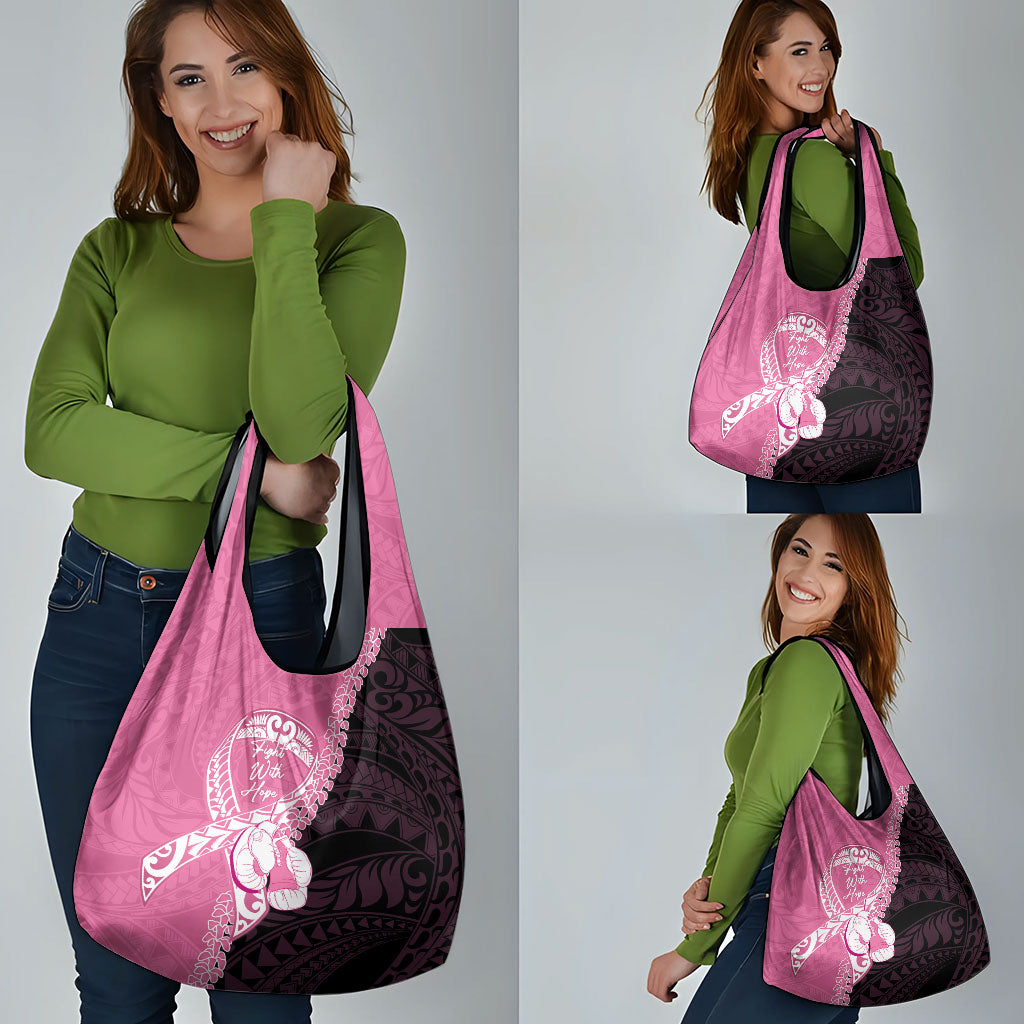 Polynesia Breast Cancer Awareness Grocery Bag Fight With Hope Pink Ribbon Boxing Gloves LT14 - Polynesian Pride