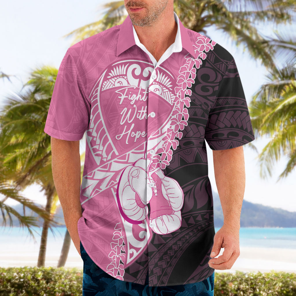 Personalised Polynesia Breast Cancer Awareness Hawaiian Shirt Fight With Hope Pink Ribbon Boxing Gloves LT14 - Polynesian Pride