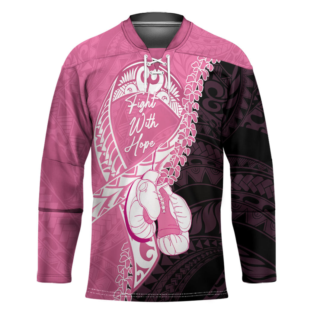 Personalised Polynesia Breast Cancer Awareness Hockey Jersey Fight With Hope Pink Ribbon Boxing Gloves LT14 Unisex Pink - Polynesian Pride