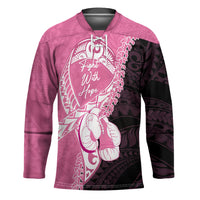 Personalised Polynesia Breast Cancer Awareness Hockey Jersey Fight With Hope Pink Ribbon Boxing Gloves LT14 Unisex Pink - Polynesian Pride