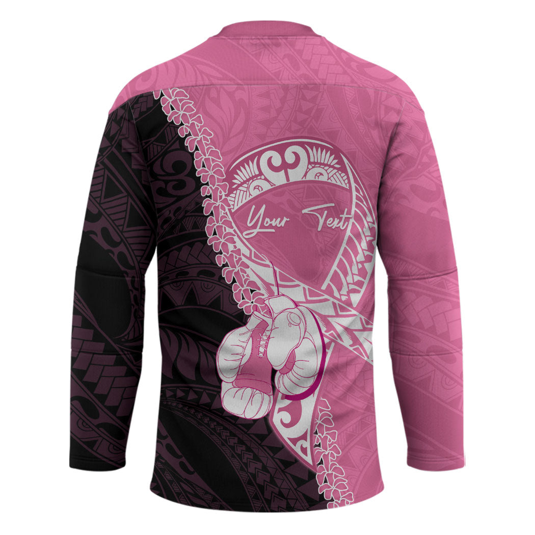 Personalised Polynesia Breast Cancer Awareness Hockey Jersey Fight With Hope Pink Ribbon Boxing Gloves LT14 - Polynesian Pride