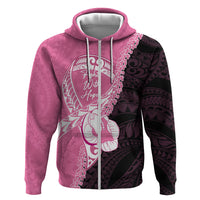 Personalised Polynesia Breast Cancer Awareness Hoodie Fight With Hope Pink Ribbon Boxing Gloves LT14 Zip Hoodie Pink - Polynesian Pride