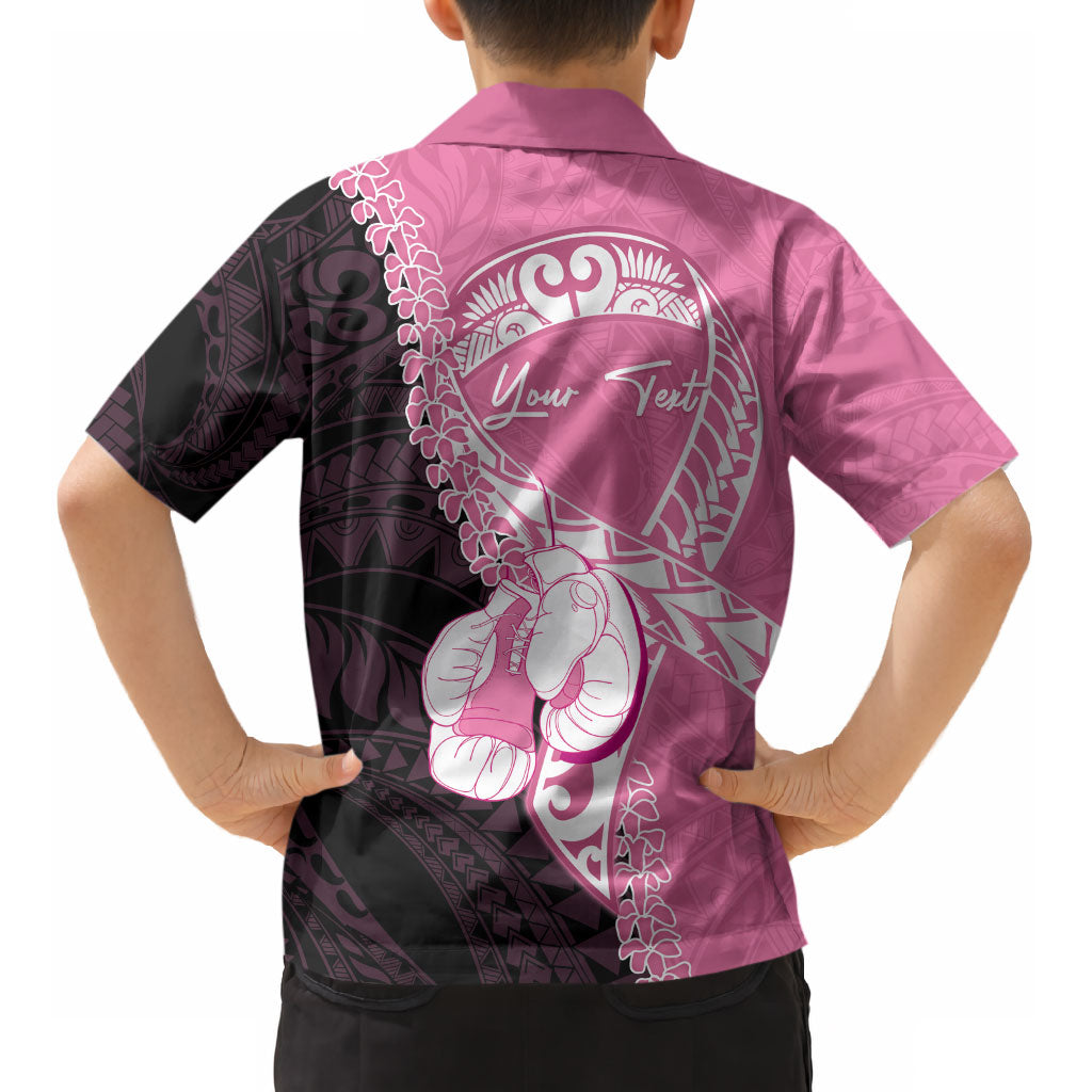 Personalised Polynesia Breast Cancer Awareness Kid Hawaiian Shirt Fight With Hope Pink Ribbon Boxing Gloves LT14 - Polynesian Pride