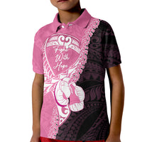 Personalised Polynesia Breast Cancer Awareness Kid Polo Shirt Fight With Hope Pink Ribbon Boxing Gloves LT14 Kid Pink - Polynesian Pride