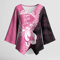 Personalised Polynesia Breast Cancer Awareness Kimono Sleeve Blouse Fight With Hope Pink Ribbon Boxing Gloves LT14 Female Pink - Polynesian Pride