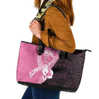 Polynesia Breast Cancer Awareness Leather Tote Bag Fight With Hope Pink Ribbon Boxing Gloves LT14 Pink - Polynesian Pride
