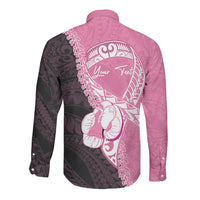 Personalised Polynesia Breast Cancer Awareness Long Sleeve Button Shirt Fight With Hope Pink Ribbon Boxing Gloves LT14 - Polynesian Pride