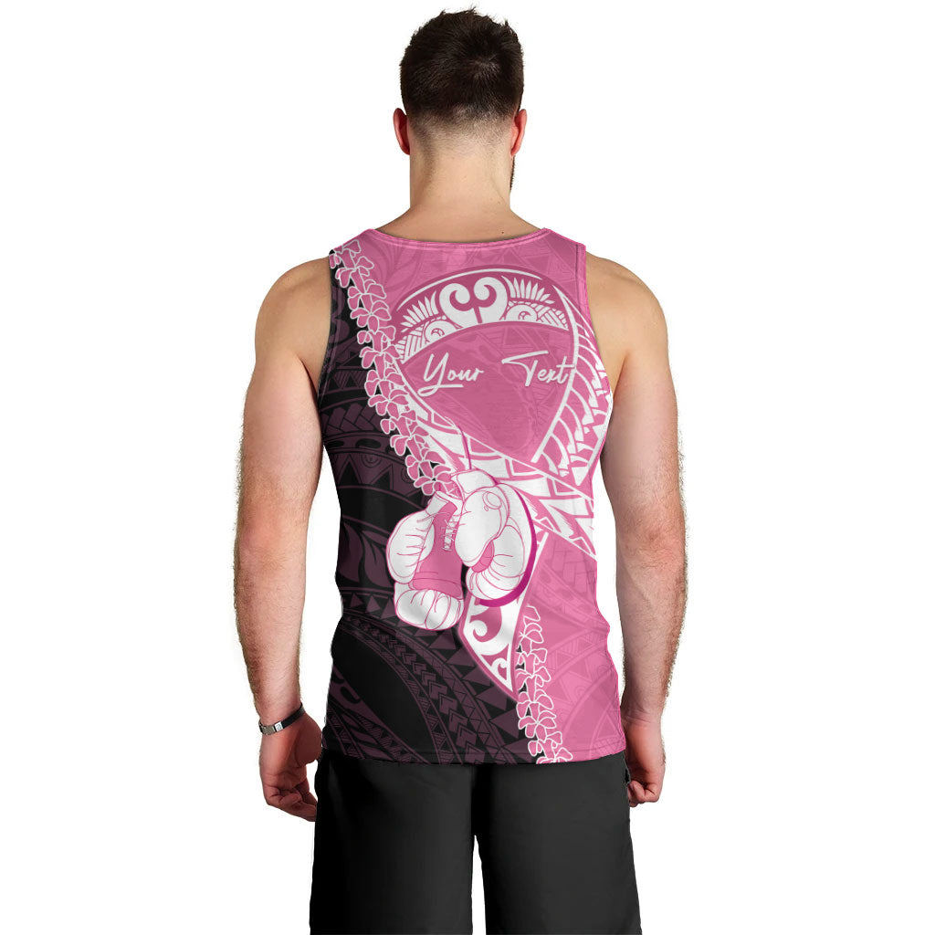 Personalised Polynesia Breast Cancer Awareness Men Tank Top Fight With Hope Pink Ribbon Boxing Gloves LT14 - Polynesian Pride