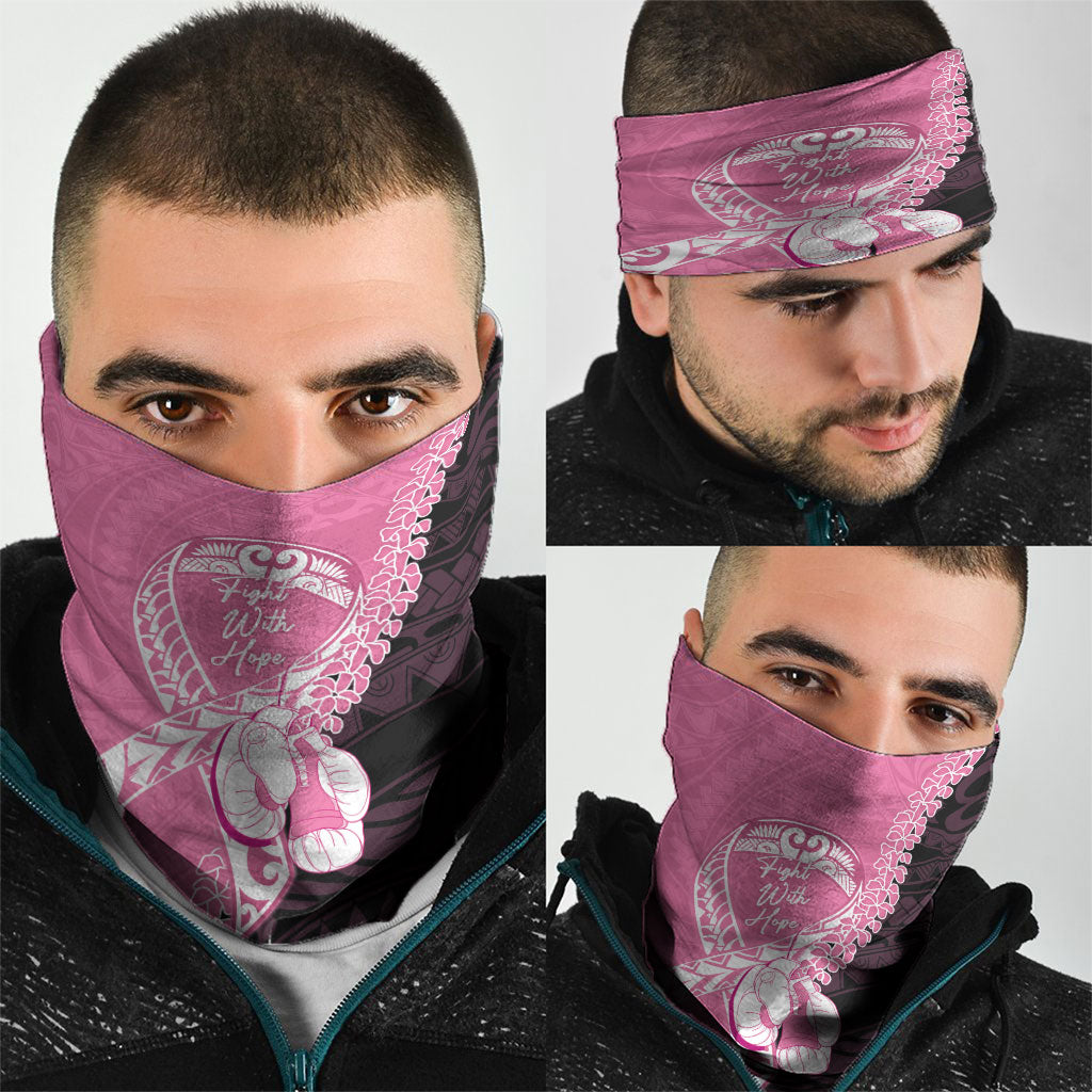 Polynesia Breast Cancer Awareness Neck Gaiter Fight With Hope Pink Ribbon Boxing Gloves LT14 - Polynesian Pride