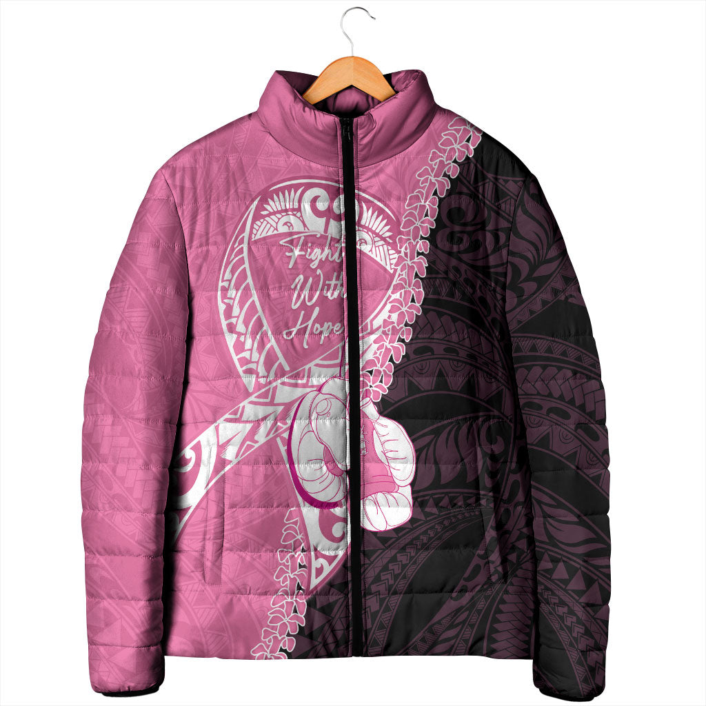 Personalised Polynesia Breast Cancer Awareness Padded Jacket Fight With Hope Pink Ribbon Boxing Gloves LT14 - Polynesian Pride