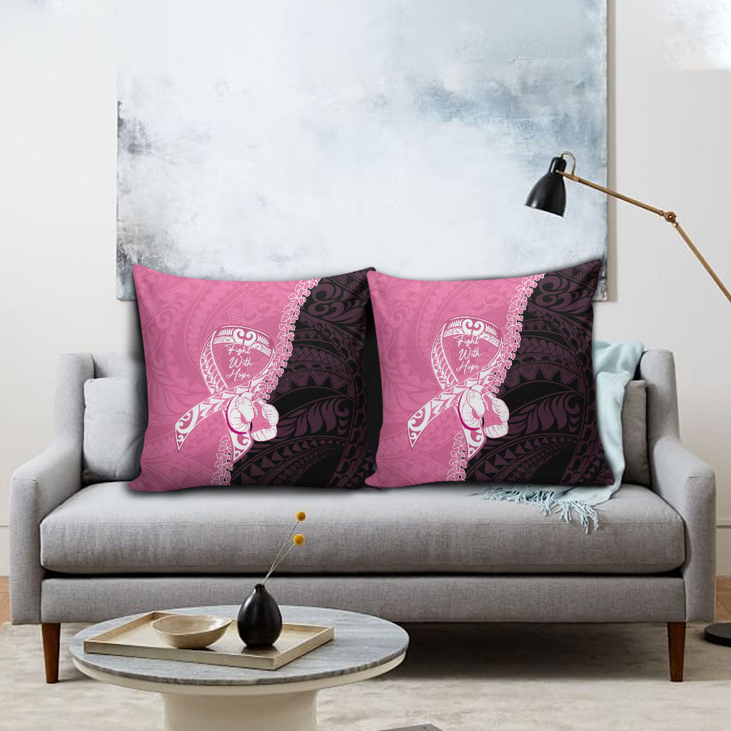 Polynesia Breast Cancer Awareness Pillow Cover Fight With Hope Pink Ribbon Boxing Gloves LT14 - Polynesian Pride
