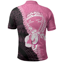 Personalised Polynesia Breast Cancer Awareness Polo Shirt Fight With Hope Pink Ribbon Boxing Gloves LT14 - Polynesian Pride