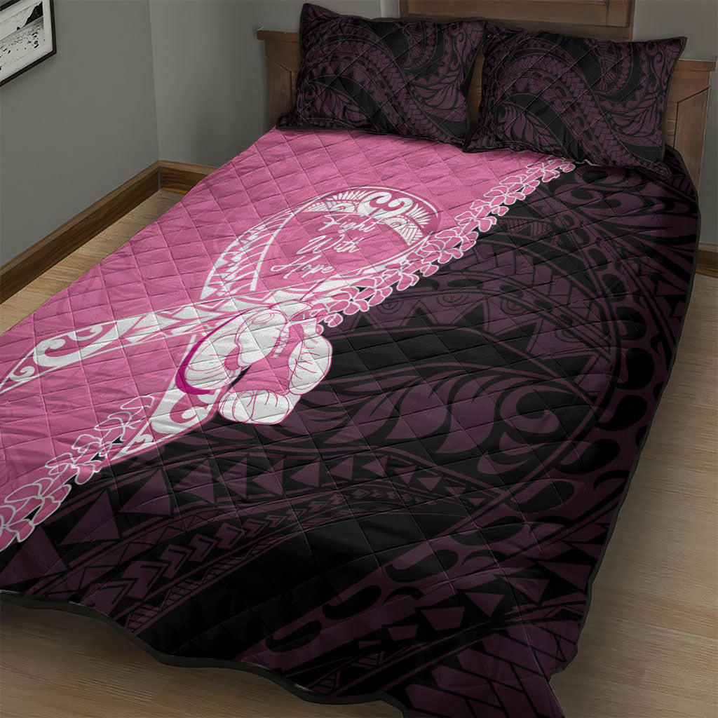 Polynesia Breast Cancer Awareness Quilt Bed Set Fight With Hope Pink Ribbon Boxing Gloves LT14 - Polynesian Pride