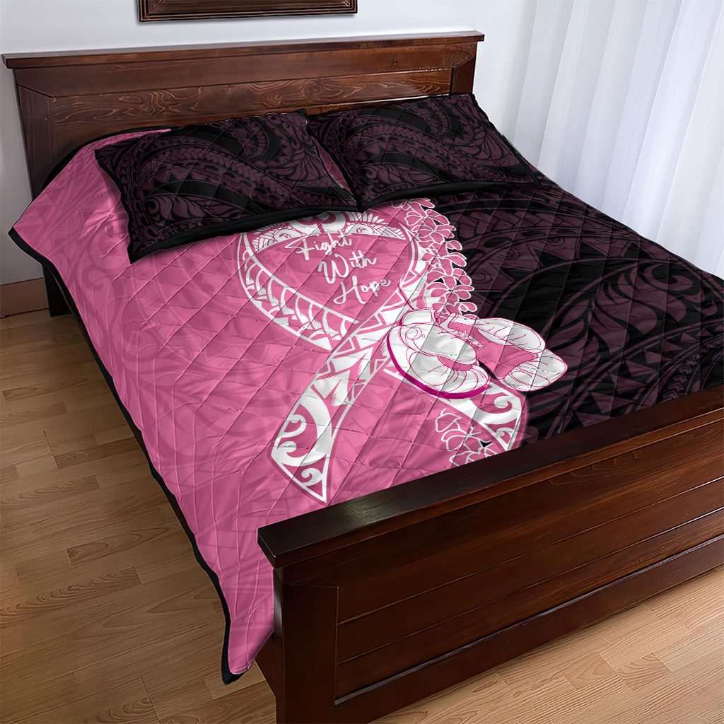 Polynesia Breast Cancer Awareness Quilt Bed Set Fight With Hope Pink Ribbon Boxing Gloves LT14 - Polynesian Pride