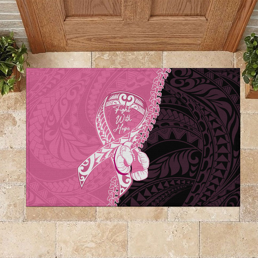 Polynesia Breast Cancer Awareness Rubber Doormat Fight With Hope Pink Ribbon Boxing Gloves LT14 Pink - Polynesian Pride