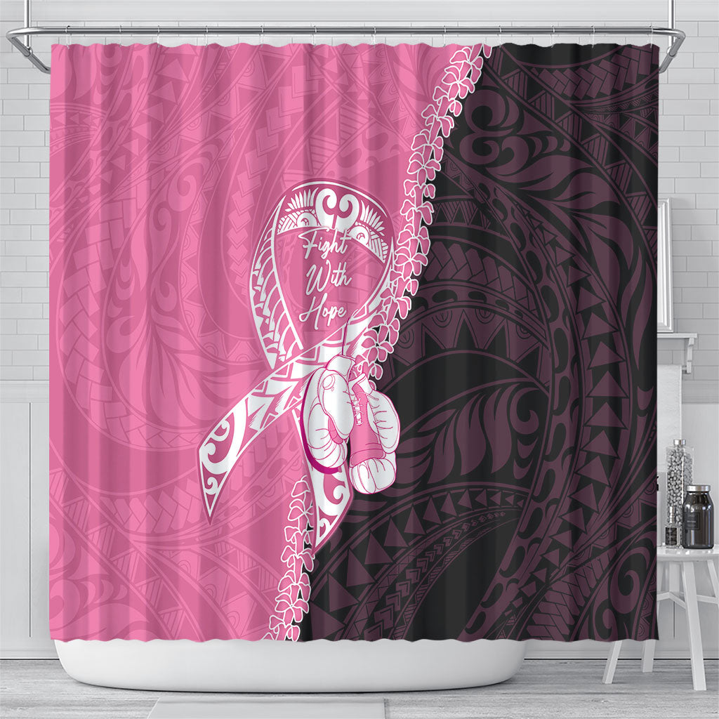 Polynesia Breast Cancer Awareness Shower Curtain Fight With Hope Pink Ribbon Boxing Gloves LT14 - Polynesian Pride