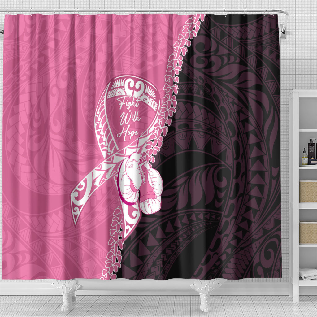 Polynesia Breast Cancer Awareness Shower Curtain Fight With Hope Pink Ribbon Boxing Gloves LT14 - Polynesian Pride