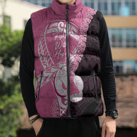 Personalised Polynesia Breast Cancer Awareness Sleeveless Puffer Jacket Fight With Hope Pink Ribbon Boxing Gloves LT14 - Polynesian Pride