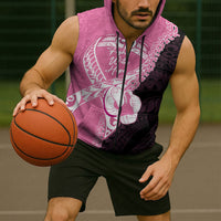 Personalised Polynesia Breast Cancer Awareness Sleeveless Zip Hoodie Fight With Hope Pink Ribbon Boxing Gloves LT14 - Polynesian Pride