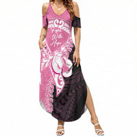 Personalised Polynesia Breast Cancer Awareness Summer Maxi Dress Fight With Hope Pink Ribbon Boxing Gloves LT14 Women Pink - Polynesian Pride