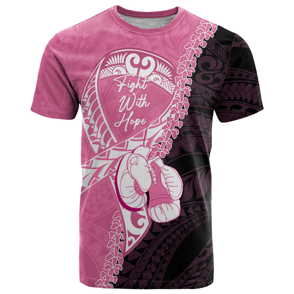 Personalised Polynesia Breast Cancer Awareness T Shirt Fight With Hope Pink Ribbon Boxing Gloves LT14 Pink - Polynesian Pride