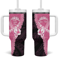 Personalised Polynesia Breast Cancer Awareness Tumbler With Handle Fight With Hope Pink Ribbon Boxing Gloves LT14 One Size: 40 oz Pink - Polynesian Pride