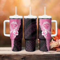 Personalised Polynesia Breast Cancer Awareness Tumbler With Handle Fight With Hope Pink Ribbon Boxing Gloves LT14 - Polynesian Pride