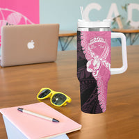 Personalised Polynesia Breast Cancer Awareness Tumbler With Handle Fight With Hope Pink Ribbon Boxing Gloves LT14 - Polynesian Pride