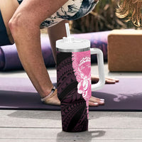 Personalised Polynesia Breast Cancer Awareness Tumbler With Handle Fight With Hope Pink Ribbon Boxing Gloves LT14 - Polynesian Pride