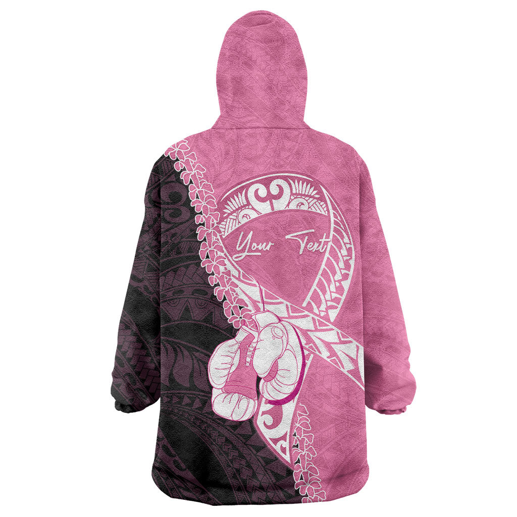 Personalised Polynesia Breast Cancer Awareness Wearable Blanket Hoodie Fight With Hope Pink Ribbon Boxing Gloves LT14 - Polynesian Pride