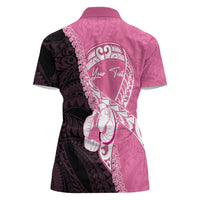 Personalised Polynesia Breast Cancer Awareness Women Polo Shirt Fight With Hope Pink Ribbon Boxing Gloves LT14 - Polynesian Pride